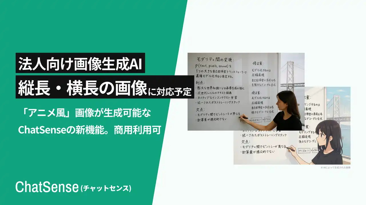 【株式会社ナレッジセンス】 「アニメ風」な画像をAI生成できる「ChatSense」、縦長・横長の画像生成に対応完了