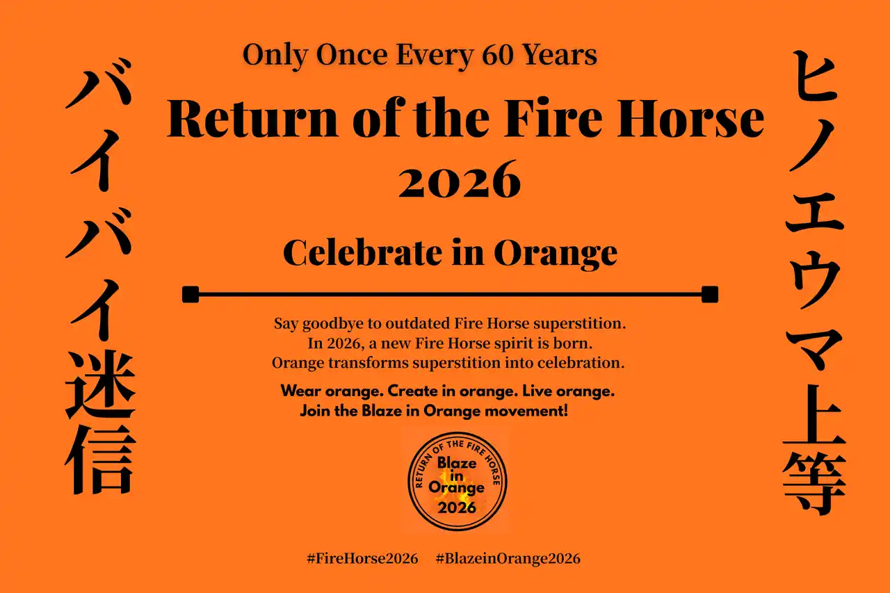 【2026年ヒノエウマ到来】昭和のヒノエウマが、新ヒノエウマスピリットを世界へ、日本古来の偏見を、ワールドワイドな祝福へアップデート。Blaze in Orange 2026 始動