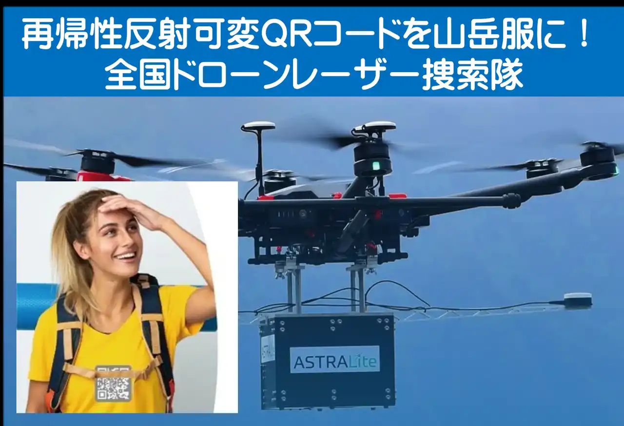 山岳ウェアに「再帰性反射可変QRコード」装着して、山岳遭難や迷子時にレーザー捜索可能！