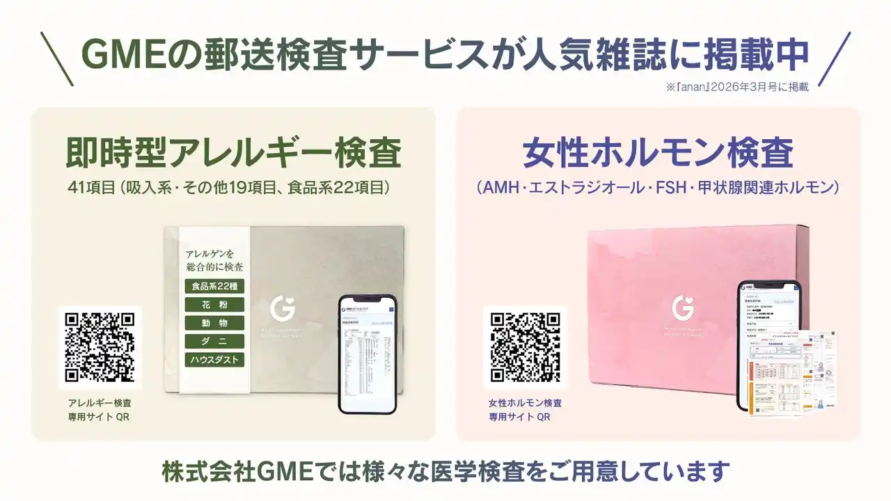 【株式会社GME】 自宅でできるセルフチェック検査のニーズが拡大　GMEのアレルギー検査・女性ホルモン検査申込数は直近比で8倍に