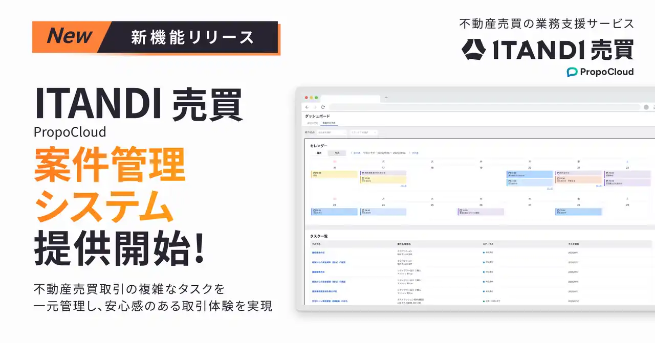 【イタンジ株式会社】 イタンジ、「ITANDI 売買 PropoCloud」 案件管理システムを提供開始