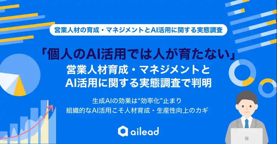 【株式会社ailead】 「個人のAI活用では人が育たない」営業人材育成・マネジメントとAI活用に関する実態調査で判明