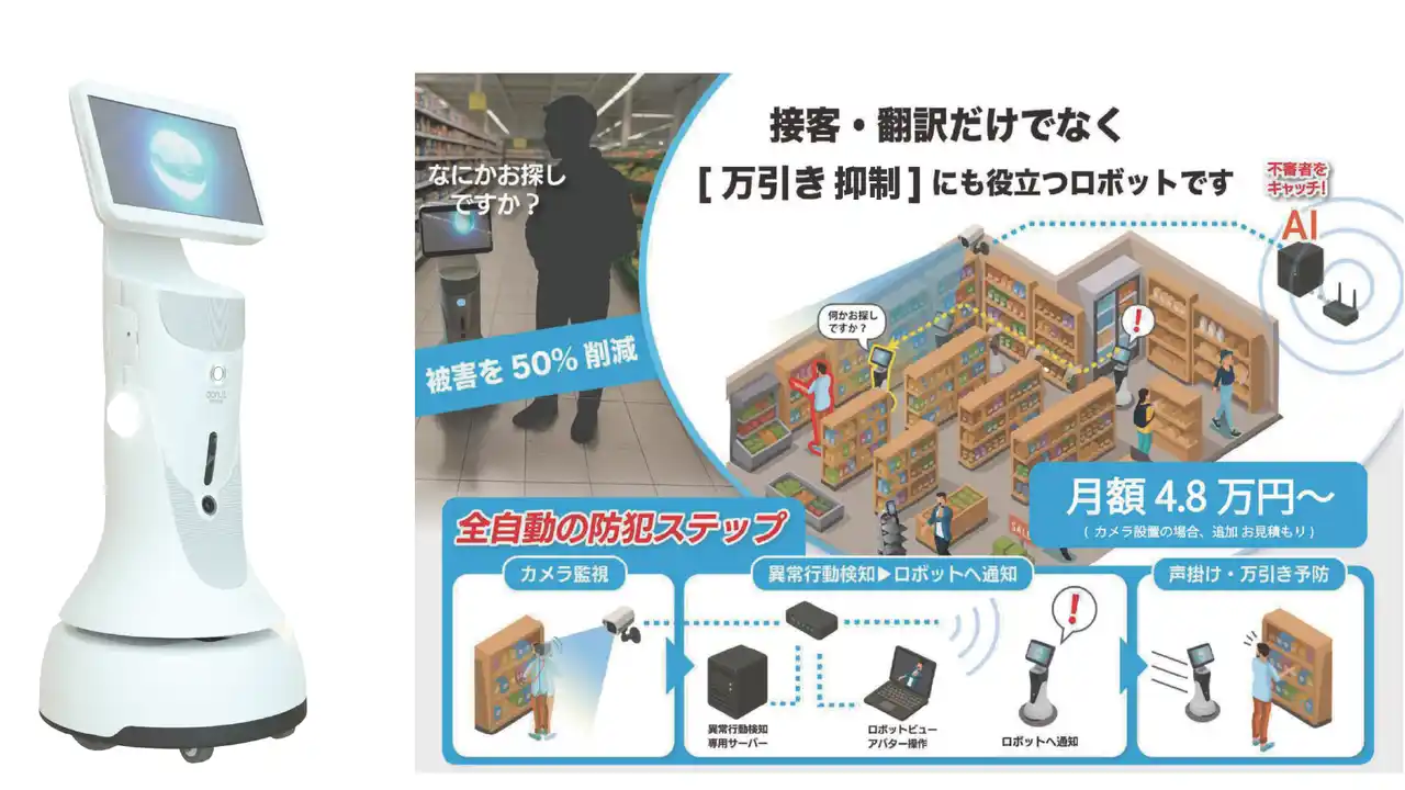 【ドーナッツロボティクス株式会社】 万引き被害へ 新たな対応策。AI搭載 接客ロボットが「万引き抑制」で 販売代理店 10倍に急増