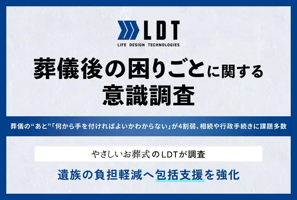 葬儀の“あと”「何から手を付ければよいかわからない」が4割弱　、相続や行政手続きに課題多数 ― LDTが調査、遺族の負担軽減へ包括支援を強化