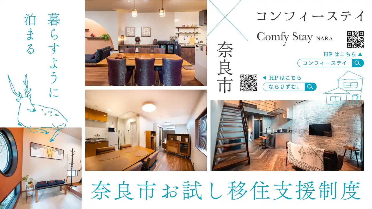 【コンフィーステイ】 奈良市「お試し移住制度」対象施設を拡充、7施設体制へ