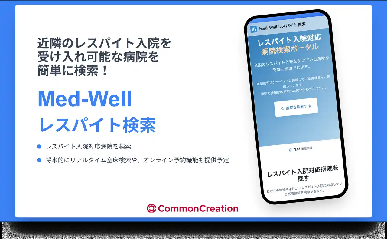 レスパイト入院の利用促進を目指して！レスパイト入院ができる病院を検索できるポータルサイト「Med-Well レスパイト検索」を公開