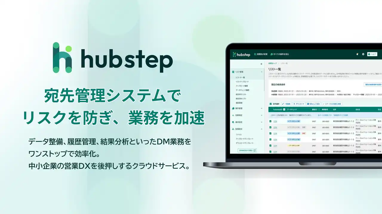 【DMソリューションズ】 中小企業の営業DXを後押しする宛先管理クラウド「hubstep」を正式リリース
