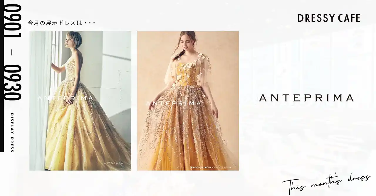 【DRESSY CAFE NAGOYA】9月のディスプレイドレスは「ANTEPRIMA」のウェディングドレスを期間限定でお届けいたします。