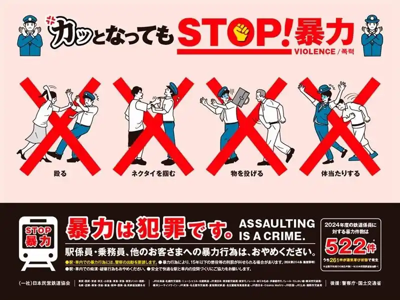 【一般社団法人　日本民営鉄道協会】 鉄道事業者共同でＰＲ「暴力行為防止ポスター『カッとなっても ＳＴＯＰ！暴力』」を７月１１日（金）から各事業者の駅構内、列車内に掲出します！