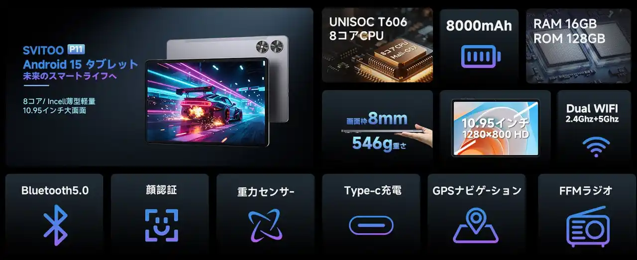 【深圳市川峥科技有限公司】 【夏休みセール】SVITOO P11：11 インチ Android 15 タブレット 16GB+128GB 拡張可能 専用ケースプレゼント付き！高性能で超激安販売中！！限定一百台