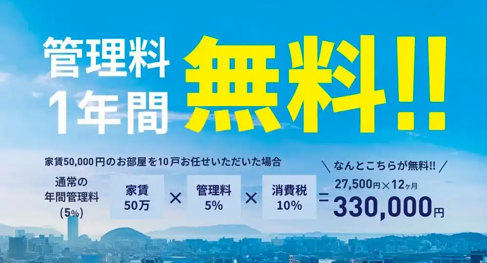 【三和エステート】管理戸数10,000戸到達記念！管理料1年間無料キャンペーンを実施！