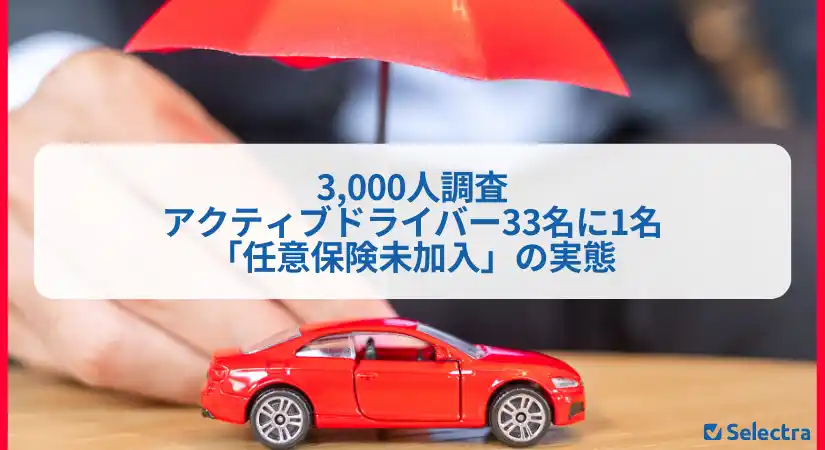 【3,000人調査】アクティブドライバーの33名に1名が「任意保険未加入」という実態。20代は3割弱が無保険か。弁護士が解説する「事故相手が無保険だった場合のリスク」とは