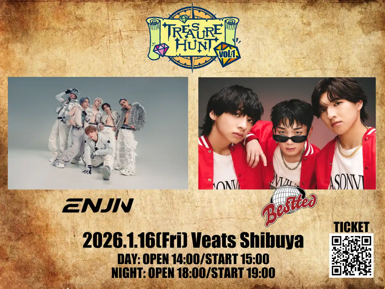 【スカパーＪＳＡＴ株式会社】 ENJIN × Besttedが登場！新イベント『TREASURE HUNT』1月16日（金）開催決定