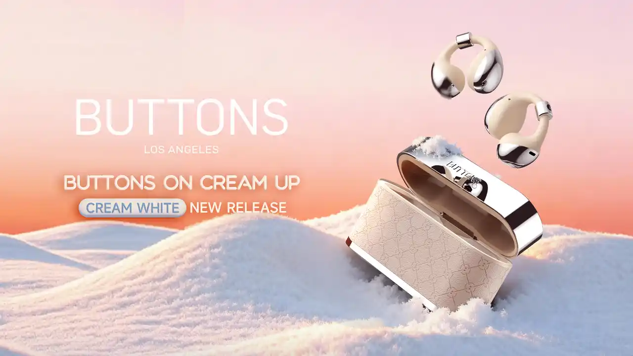 【モダニティ株式会社】 AI搭載イヤホン「BUTTONS CLIP」からホリデーシーズンにぴったりの新色Cream Whiteが登場！12月下旬順次発売