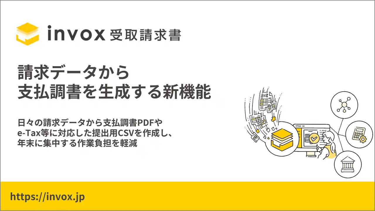 【invox】 invox受取請求書、請求データから支払調書を生成する新機能を提供開始
