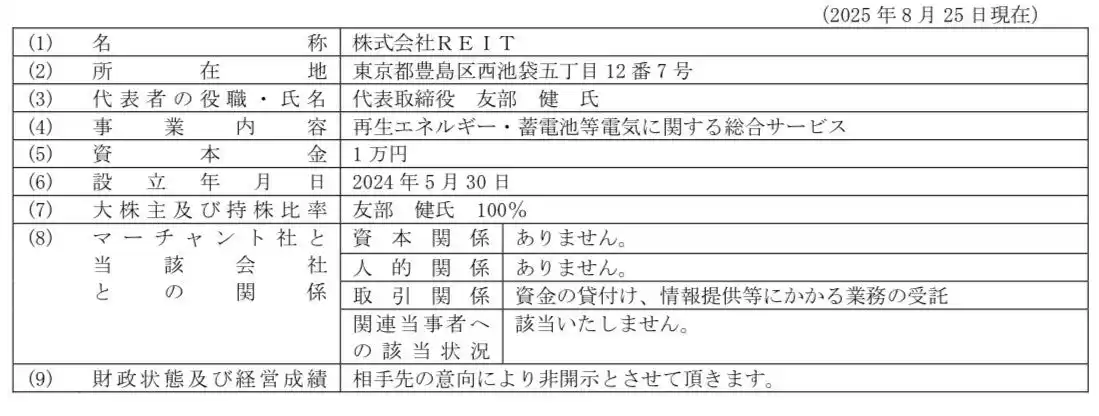 【マーチャントバンカーズ株式会社】 系統用蓄電池開発事業に関する株式会社ＲＥＩＴとの業務提携のお知らせ