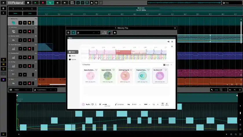 音楽制作ソフト「Zenbeats」での『Melody Flip』使用画面イメージ ※画面は開発中のものです