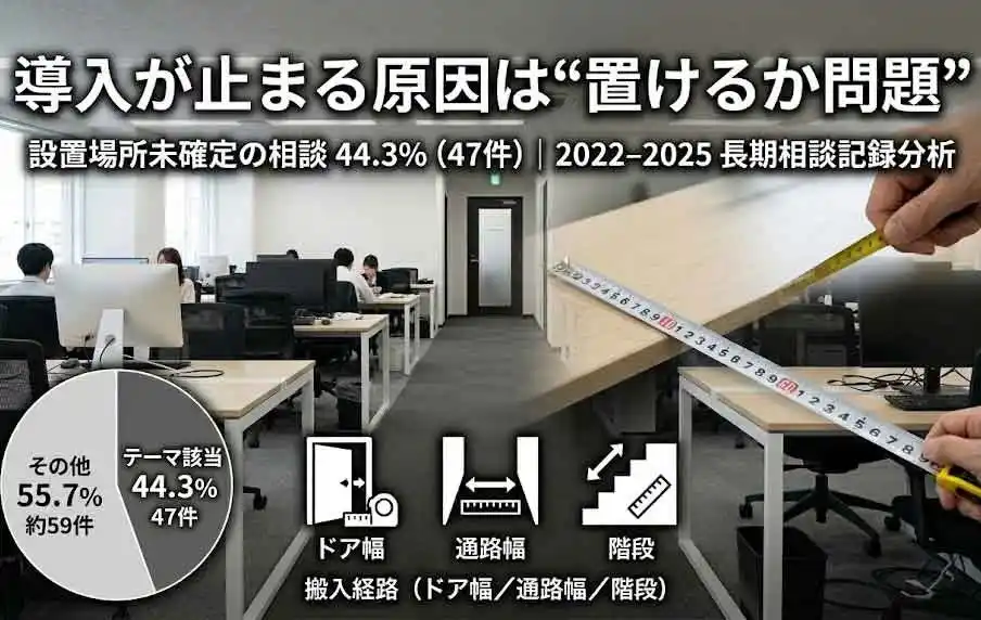 注意喚起：スペック比較より先に「置けるか」-複合機（コピー機）の相談47件（44.3%）の実態調査を公開【OFFICE110】