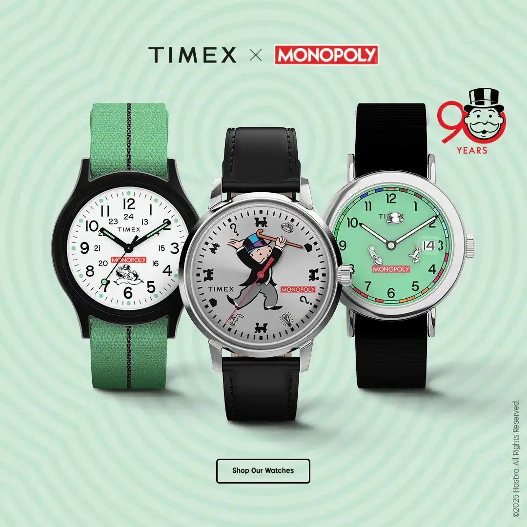 【株式会社ウエニ貿易】 「時は金なり」 。TIMEX＜タイメックス＞、Monopoly＜モノポリー＞の90周年を記念したコラボレーション時計、３種を発売。