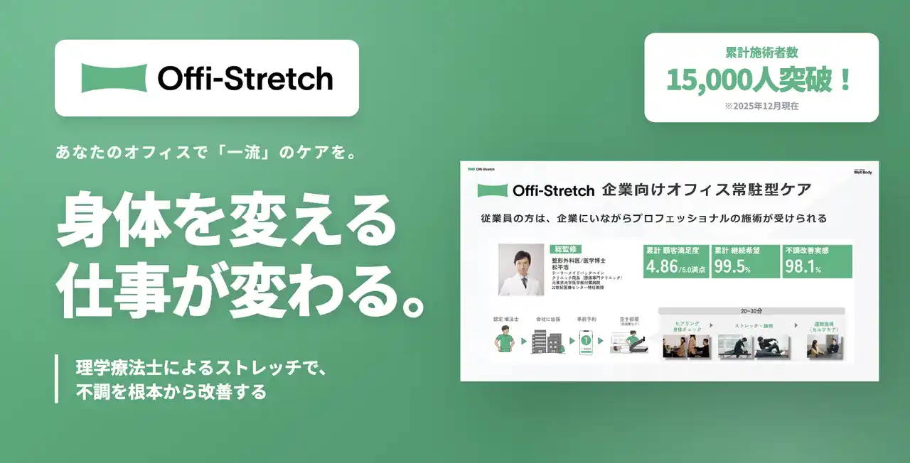 理学/作業療法士のキャリアを加速させる。Well Bodyがセラピスト採用サイトを公開！ビジネスパーソンのパフォーマンスを支える、予防医療の新たなステージへ。