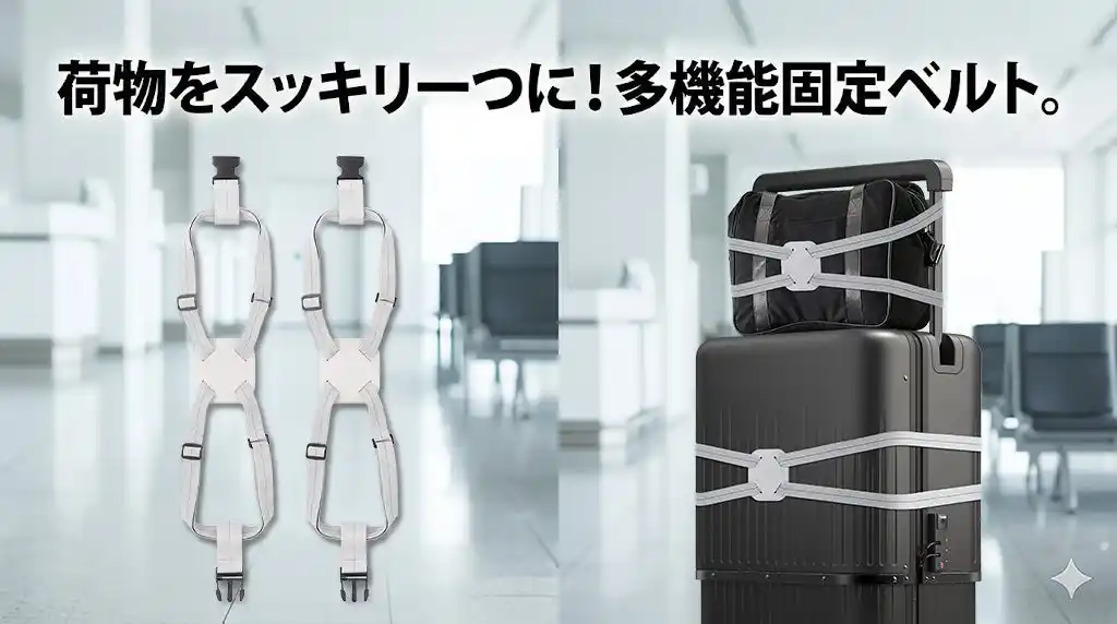 【北島国際貿易株式会社】 【支援額1,000万円突破】大ヒットスーツケース「VELO」をさらに便利に！増えた荷物をガッチリ固定して“手ぶら感覚”にする「多機能固定ベルト」が登場！