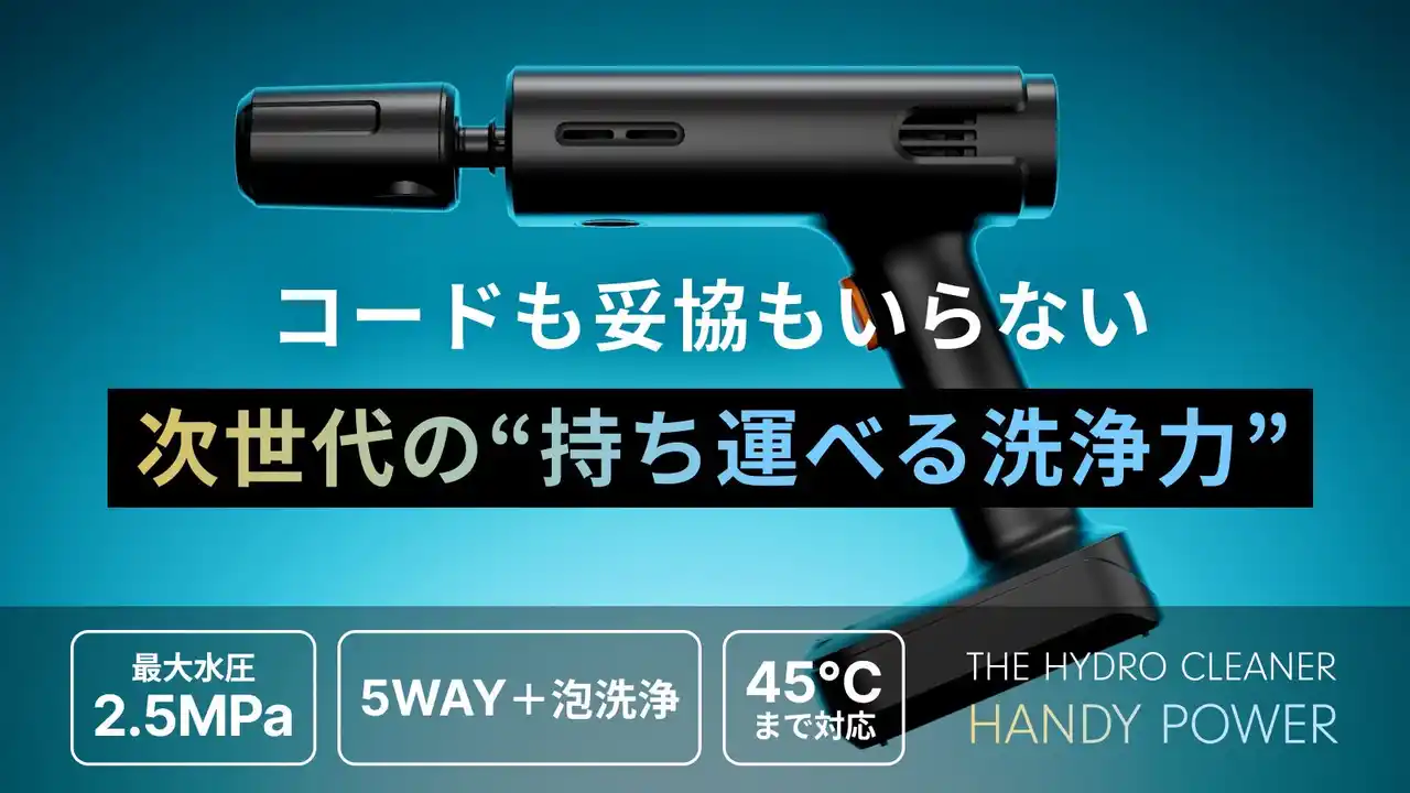 プロの洗浄を手のひらサイズで実現！【完全ワイヤレス×圧倒的洗浄力】で史上最小コンパクトサイズの 高圧洗浄機が登場！7月19日（土）10:00～マクアケ先行販売で35％オフ！