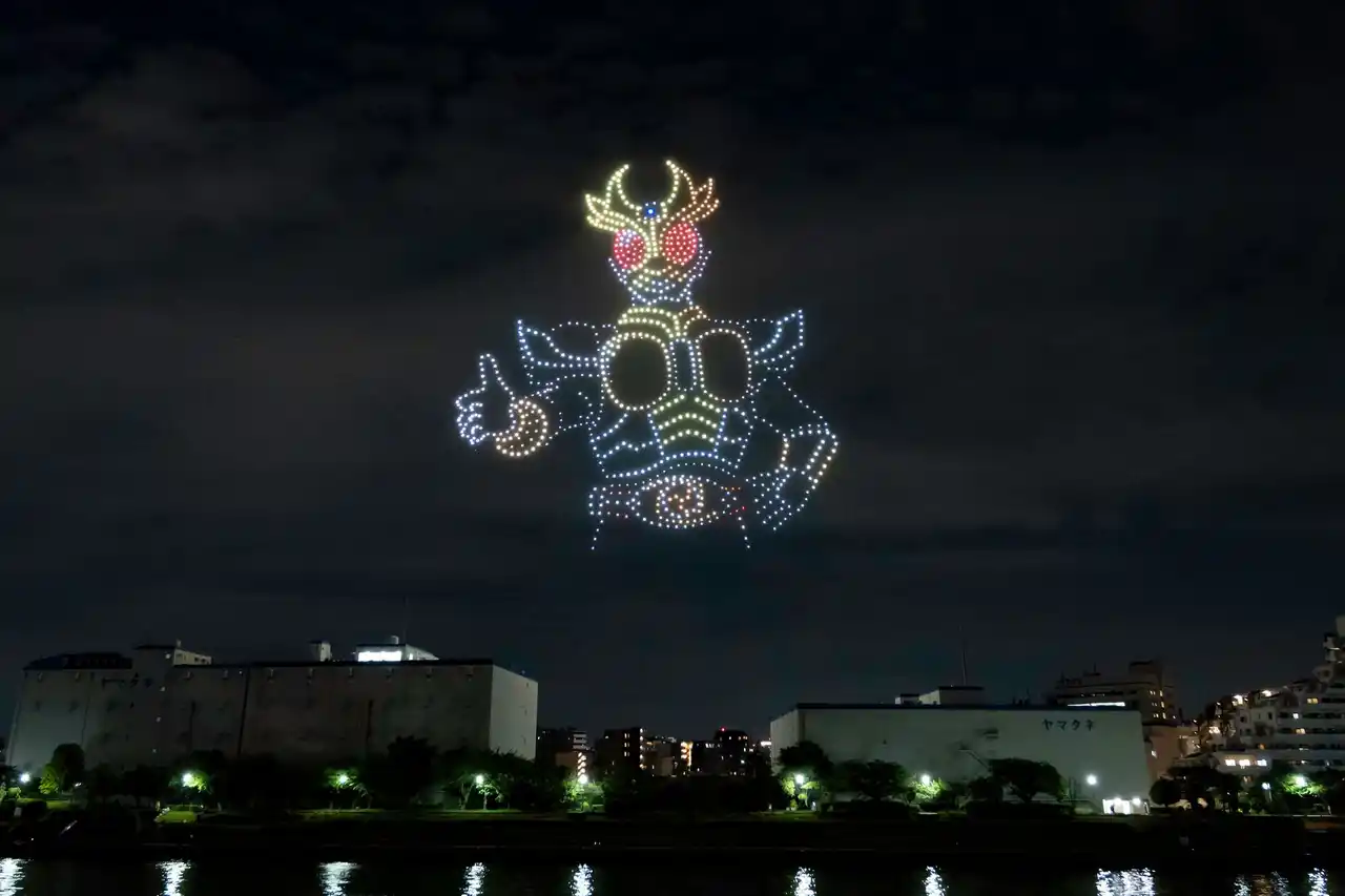 【素材提供可】本日開催した仮面ライダーアギトのドローンショー！！