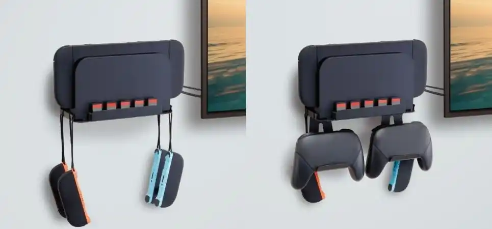 【エレコム株式会社】 Nintendo Switch(TM)シリーズ対応！ゲーム機本体やその周辺機器をまとめて収納できる壁掛け収納スタンドを新発売