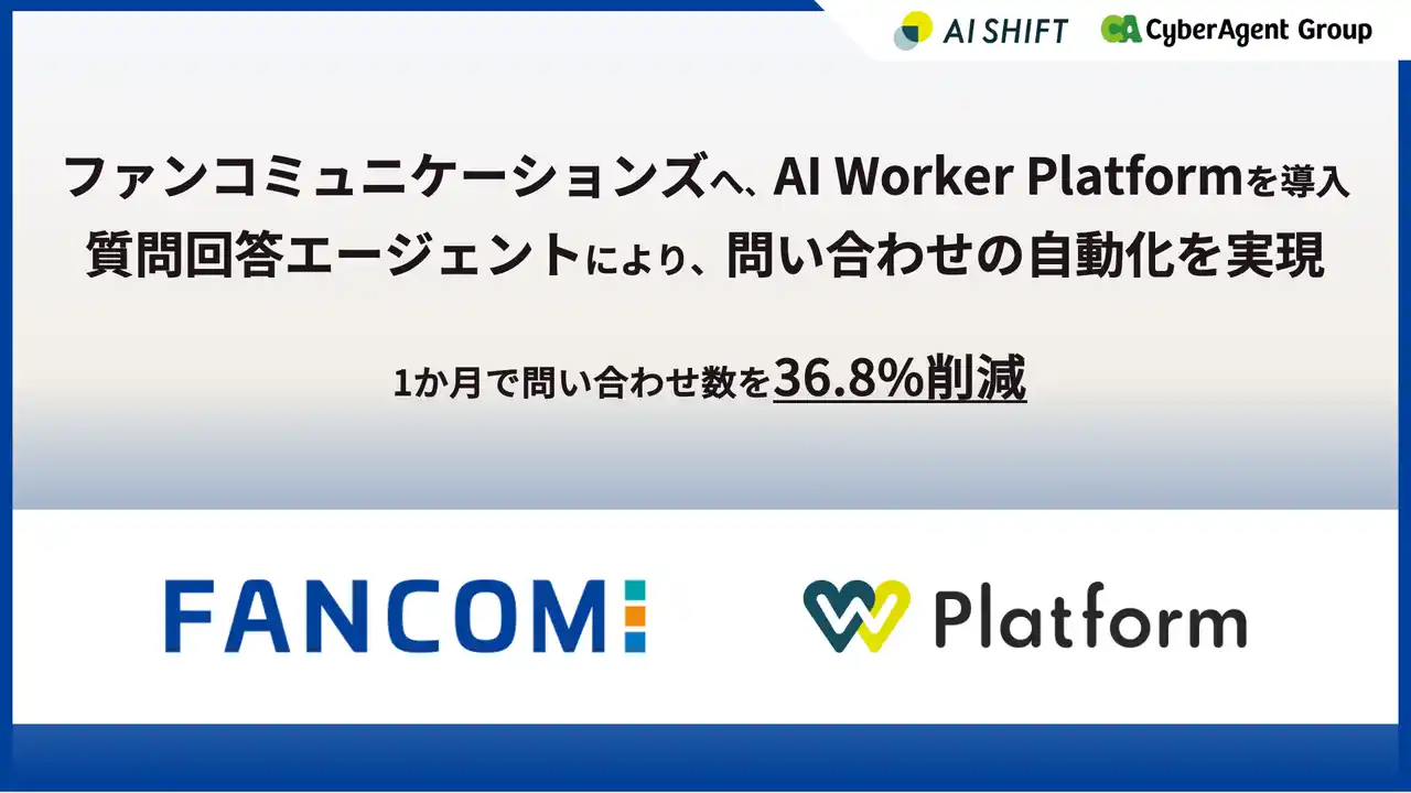 【株式会社AI Shift】 株式会社ファンコミュニケーションズ、問い合わせ対応の自動化を目的にAI Shiftの「AI Worker Platform」を導入