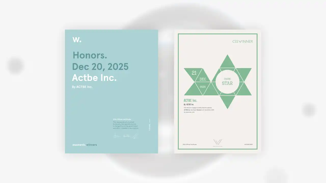 株式会社アクトビのコーポレートサイトが、世界的Webデザインアワード “Awwwards” にて「Honorable Mention」を、“CSS Winner” にて「STAR」をW受賞