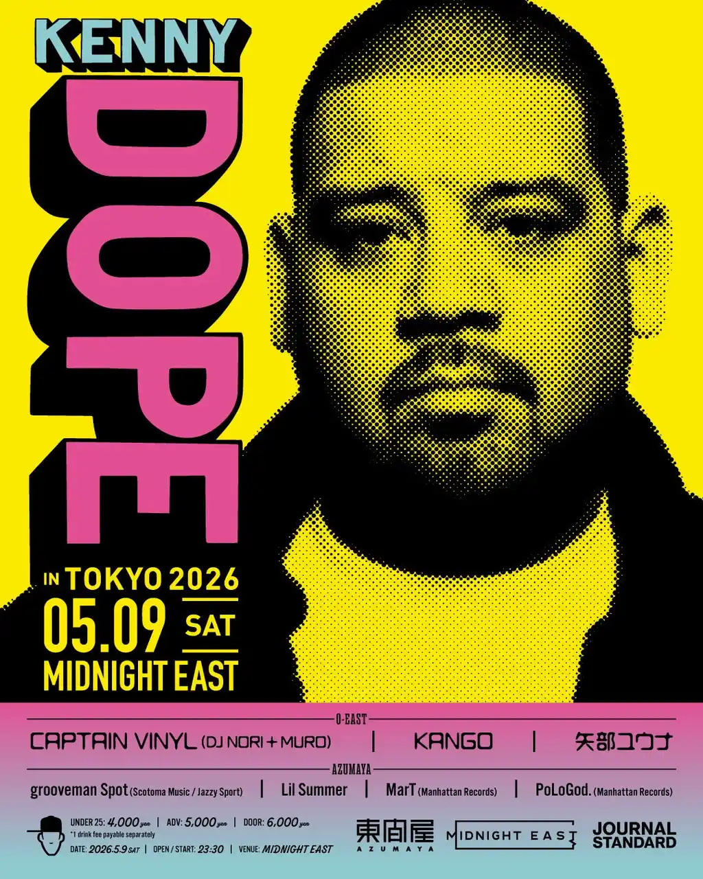 9年ぶりにソロ来日ツアーを開催するDJ/プロデューサー KENNY DOPEとJOURNAL STANDARDがコラボレーション。東京公演会場限定のTシャツを発売
