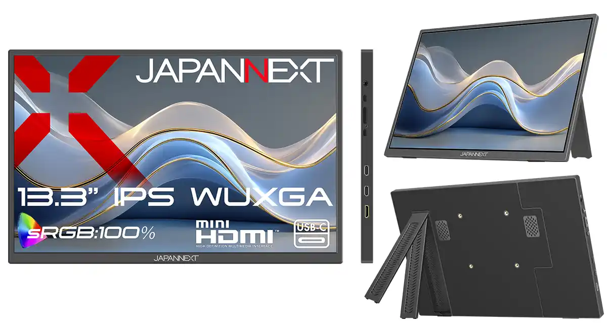 JAPANNEXTが13.3インチ IPSパネル搭載 アスペクト比が16:10のWUXGAモバイルディスプレイを22,980円で3月5日(木)に発売