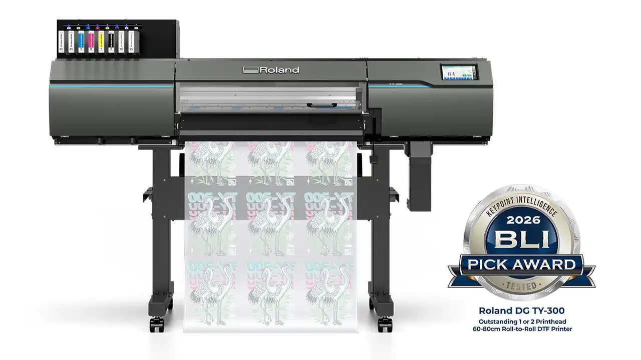 【ローランド ディー.ジー.株式会社】 ローランド ディー.ジー.のDTFプリンターTY-300が最高評価を獲得。キーポイントインテリジェンス社のBLI 2026 Pick Awardを受賞。