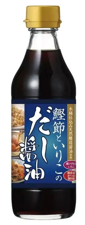 【株式会社JFLAホールディングス】 盛田(株) 　木桶で仕込んだ天然醸造醤油に厳選した旨みを加えた、こだわりの本格だし醤油「マルキン 鰹節といりこのだし醤油」新発売！