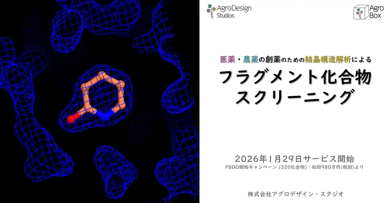 タンパク質構造解析サービスのアグロデザイン、製薬会社向けフラグメント化合物スクリーニング受託解析を開始