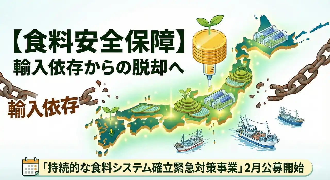 【株式会社アカネサス】 農水省、国産原材料シフトに50億円支援｜2月公募開始、産地連携が採択の鍵