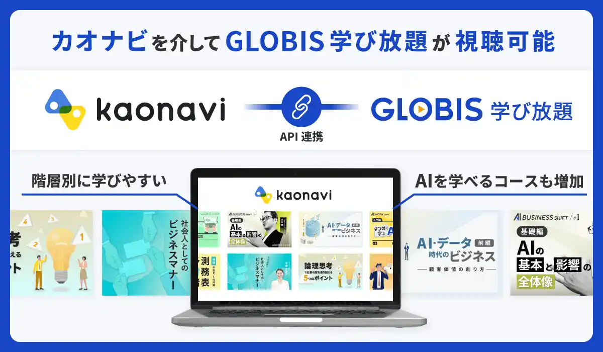 GLOBIS 学び放題、「カオナビ」の学習管理システムと連携、4,100超の学習コースを提供開始！人材育成のDXを加速