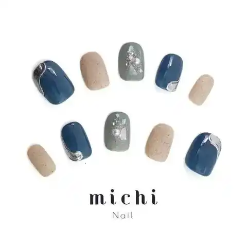 【丸井織物株式会社】 ミチネイルからくすみブルーニュアンス大理石ネイルが新登場♪