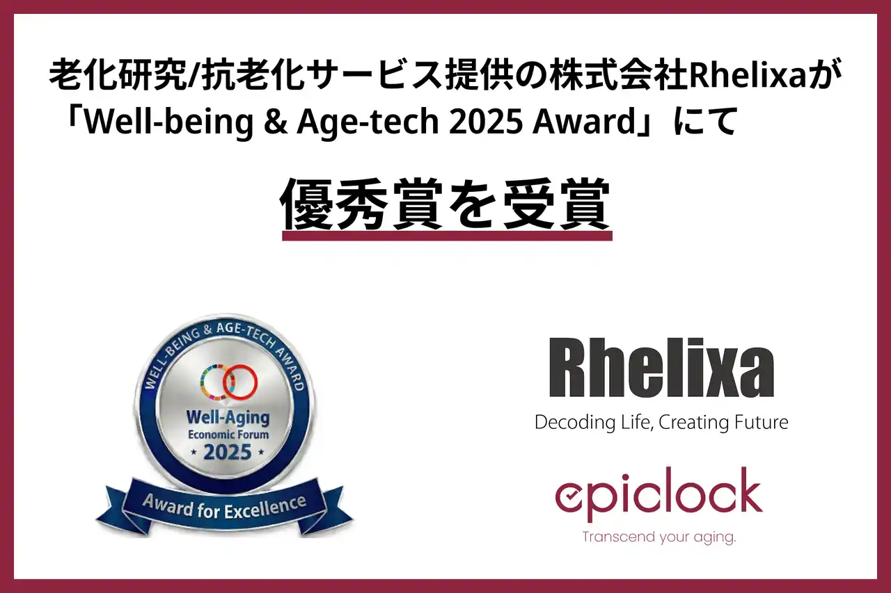 【株式会社Rhelixa】 株式会社Rhelixa（レリクサ）が「ウェルエイジング経済フォーラムWell-being & Age-tech 2025 Award」にて優秀賞を受賞