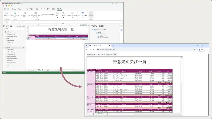 テンプレート範囲-レポートシートの各種機能を強化