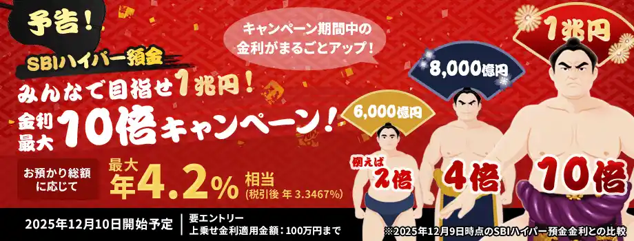【株式会社SBI新生銀行】 SBIハイパー預金 金利最大10倍キャンペーン開始のお知らせ