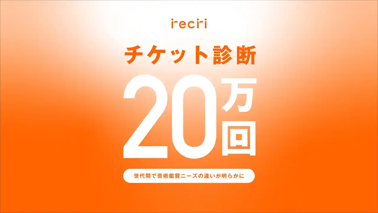 【株式会社recri】 recri「チケット診断」の体験数が20万回を突破！世代間で芸術鑑賞ニーズの違いが明らかに
