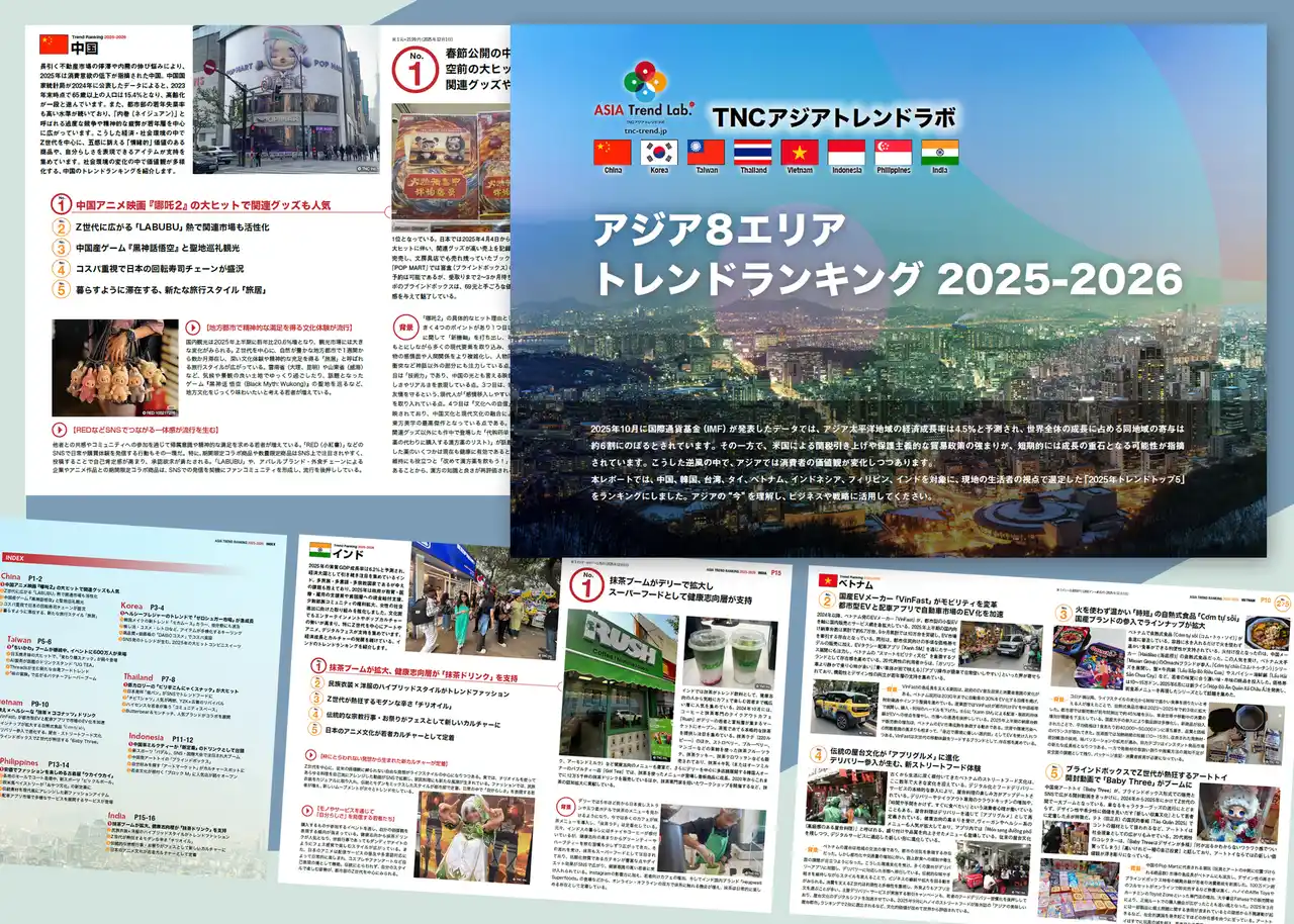 【株式会社TNC】 Kカルチャーに続き「中国発トレンド」の存在感が拡大した2025年のアジアのトレンド／TNCアジアトレンドラボ【アジア8エリア トレンドランキング 2025-2026】を発表！