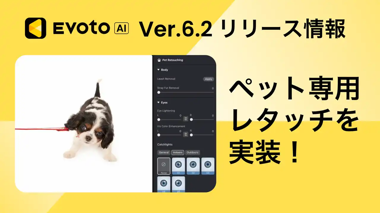 AIレタッチソフト「Evoto AI」バージョン6.2をリリースし、ペットレタッチ機能を実装
