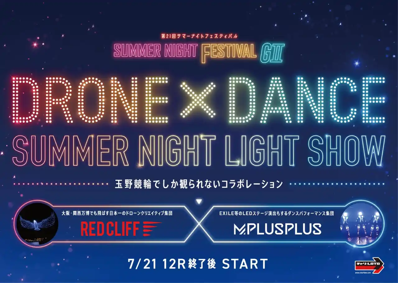 【株式会社チャリ・ロト】 玉野競輪場の夜空を彩る“ドローン＆LED”演出が、サマーナイトフェスティバル（GII）で実現