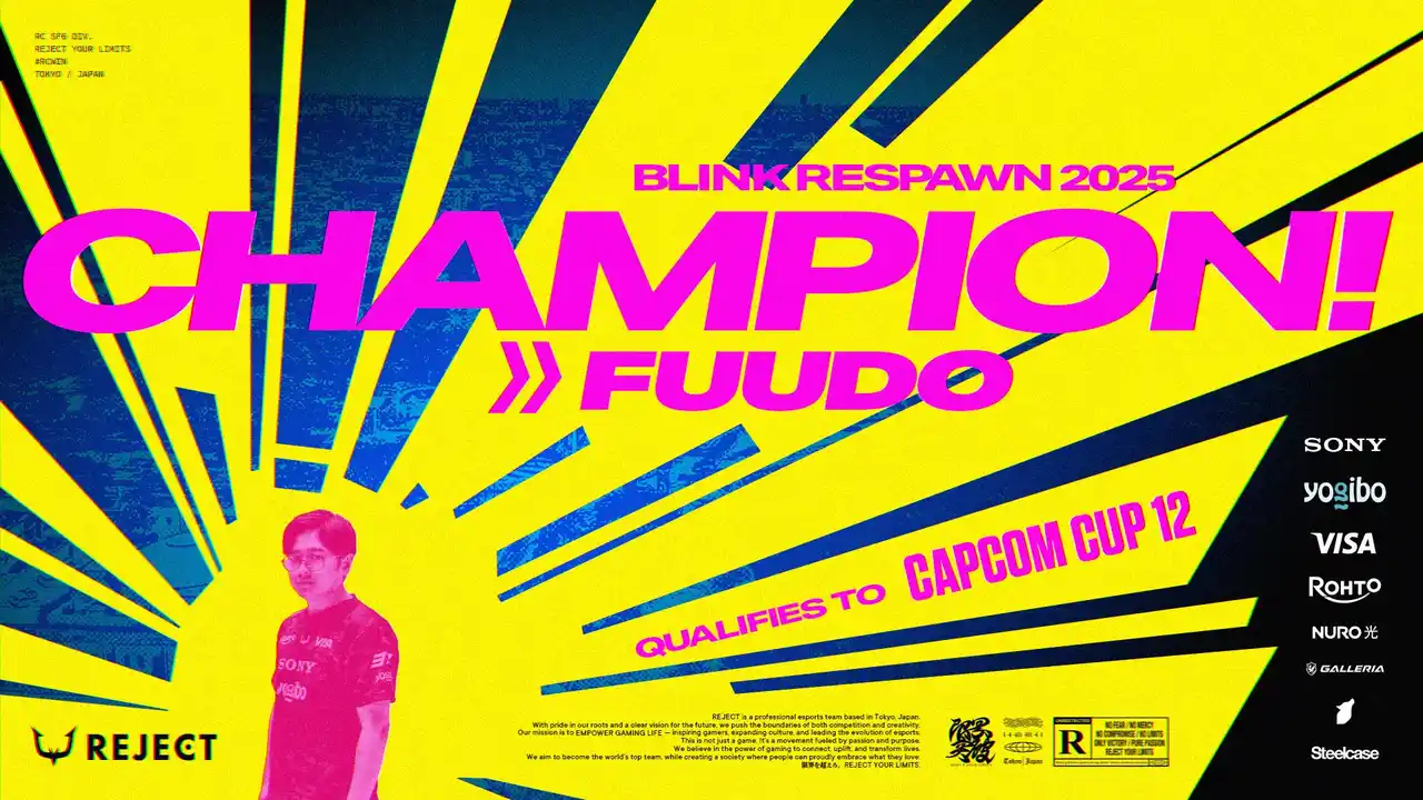 【株式会社REJECT】 プロeスポーツチーム「REJECT」 STREET FIGHTER部門のふ～どが『Blink Respawn 2025』で優勝