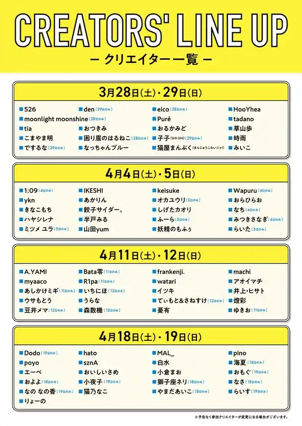 クリエイター一覧