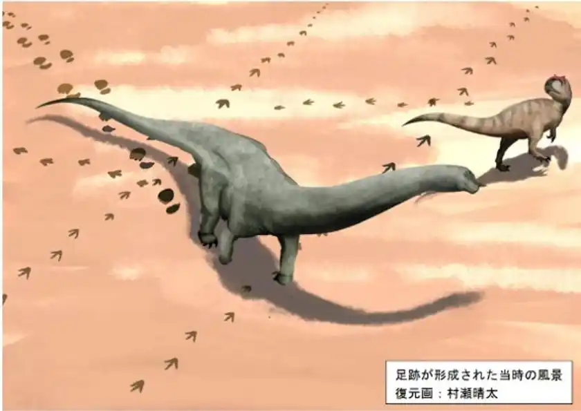 足跡が形成された当時の風景(復元画:村瀬晴太)