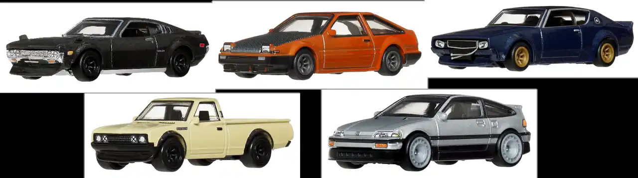 【マテル・インターナショナル株式会社】 70～80年代の世界から注目される日本ストリートカーの名車を凝縮した「ホットウィール カーカルチャー ジャパンヒストリックス5」全5種が12月25日（木）より順次予約開始！
