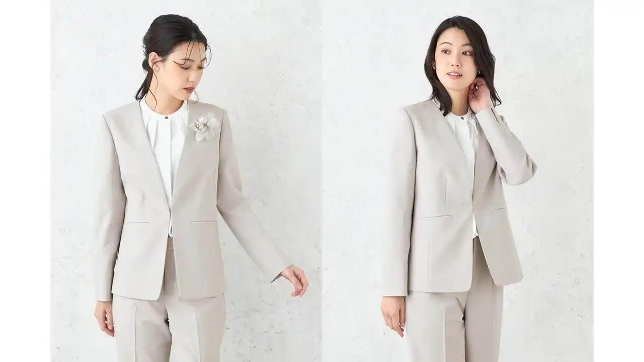 【株式会社はるやまホールディングス】 セレモニーシーンを美しく快適に彩る「SOFFICEノーカラージャケットパンツ ブラウス3点セット」12月13日（土）より全国のはるやま店舗にて発売！
